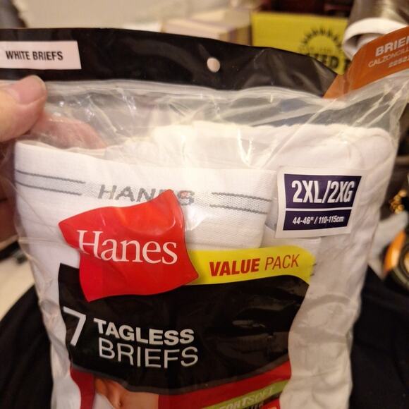 Hanes 7 Pack Mens White Classic Full Rise Briefs Sz 2XL Tagless 100% Cotton New - Picture 2 of 5